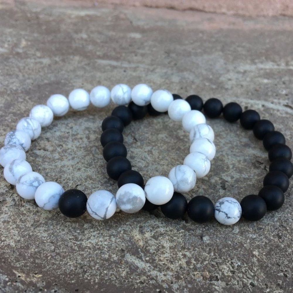 Distance Bracelets - Black and White Marble